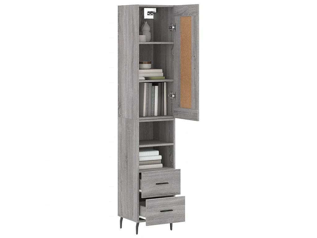 Highboard,Kommode Grau Sonoma 34,5x34x180 cm Holzwerkstoff -gkd261691