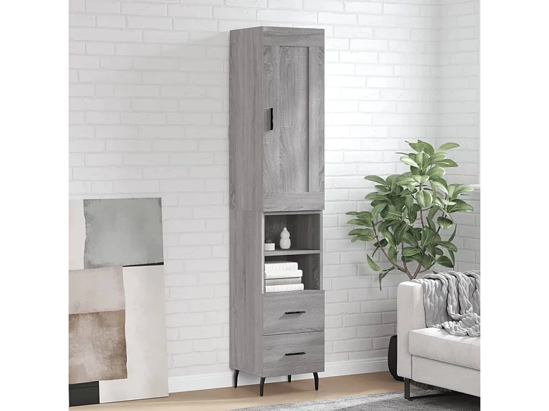 Highboard,Kommode Grau Sonoma 34,5x34x180 cm Holzwerkstoff -gkd261691