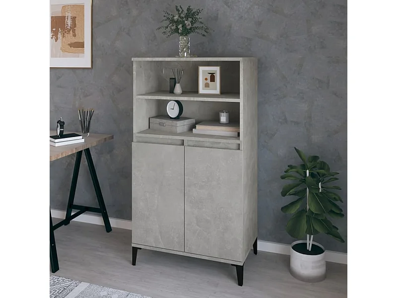 Highboard,Kommode Betongrau 60x36x110 cm Holzwerkstoff -gkd93817