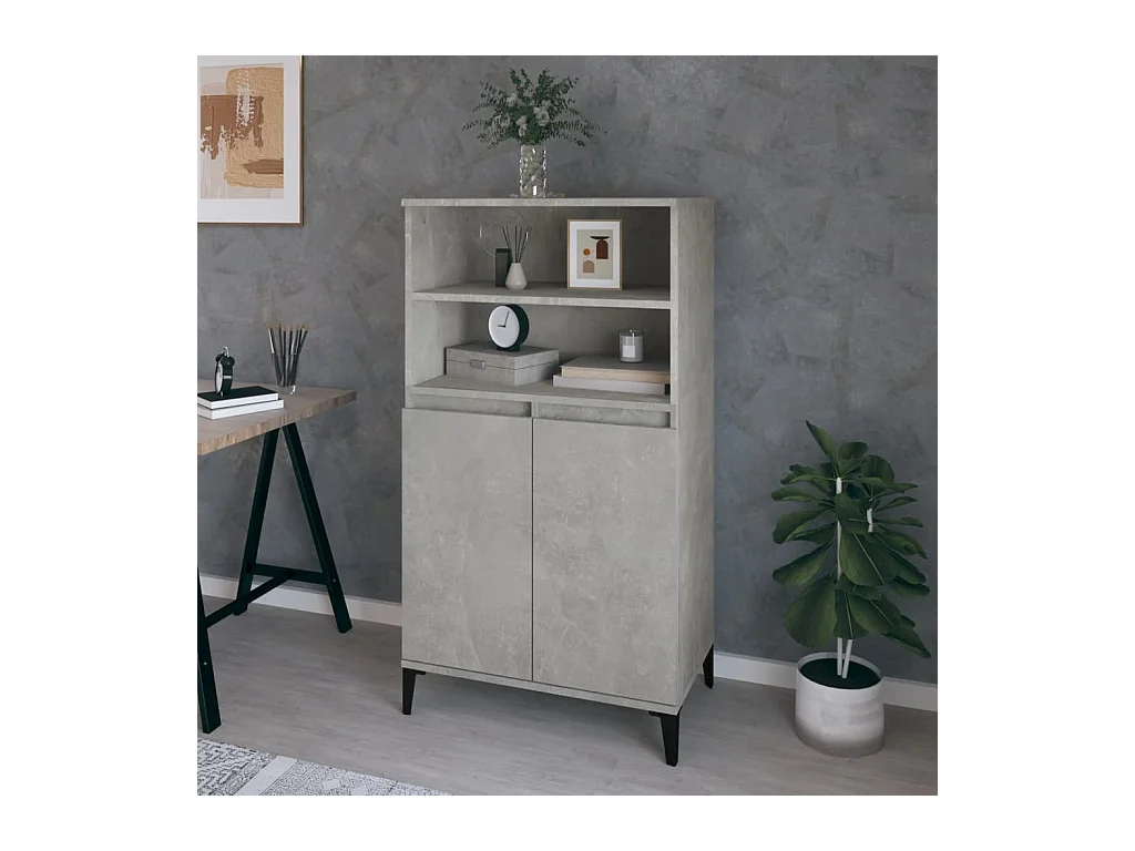 Buffet haut Gris béton 60x36x110 cm Bois d'ingénierie EGER23276
