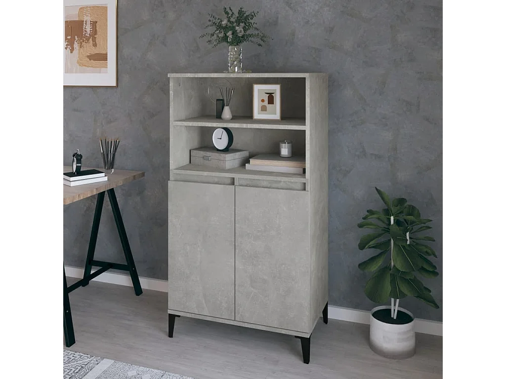 Buffet haut Gris béton 60x36x110 cm Bois d'ingénierie EGER23276