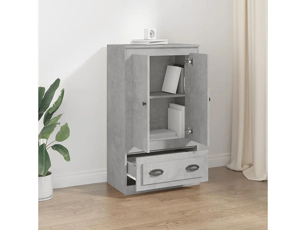 Buffet haut gris béton 60x35,5x103,5 cm bois d'ingénierie EGER60568