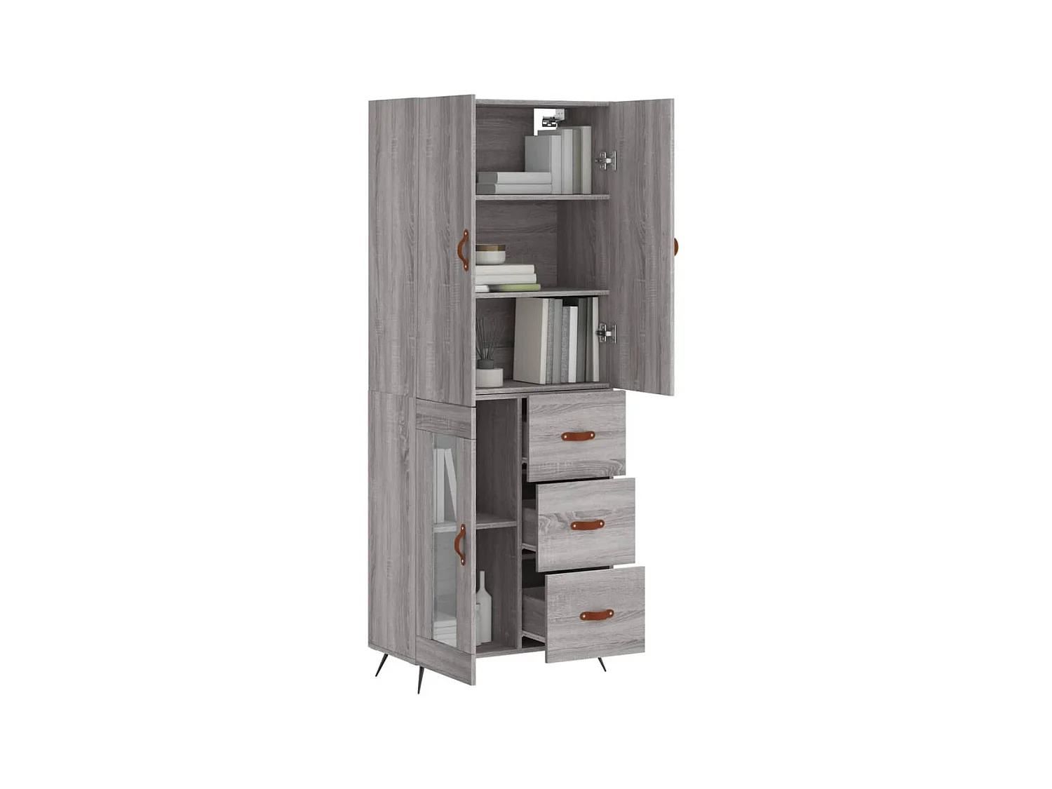 Buffet haut Sonoma gris 69,5x34x180 cm Bois d'ingénierie QWE89652