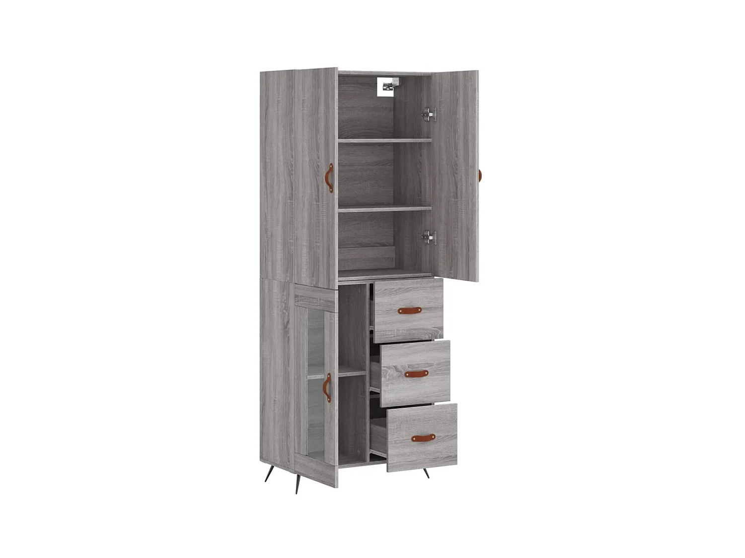 Buffet haut Sonoma gris 69,5x34x180 cm Bois d'ingénierie QWE89652
