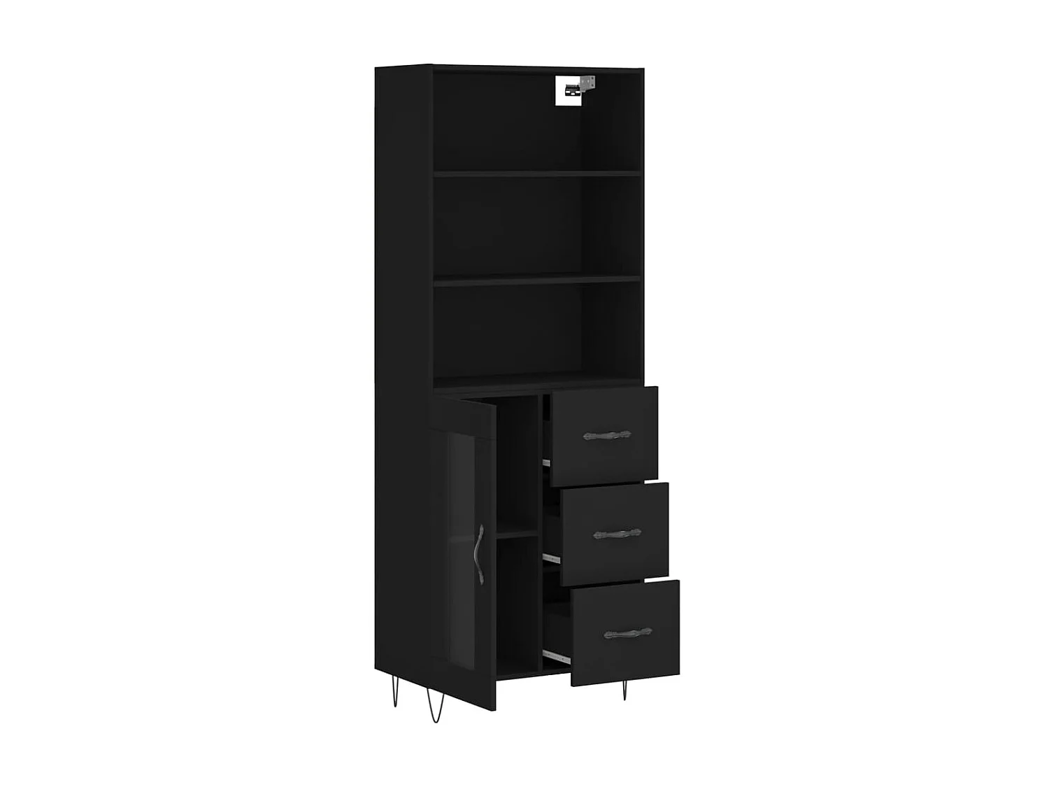 Buffet haut Noir 69,5x34x180 cm Bois d'ingénierie QWE52267