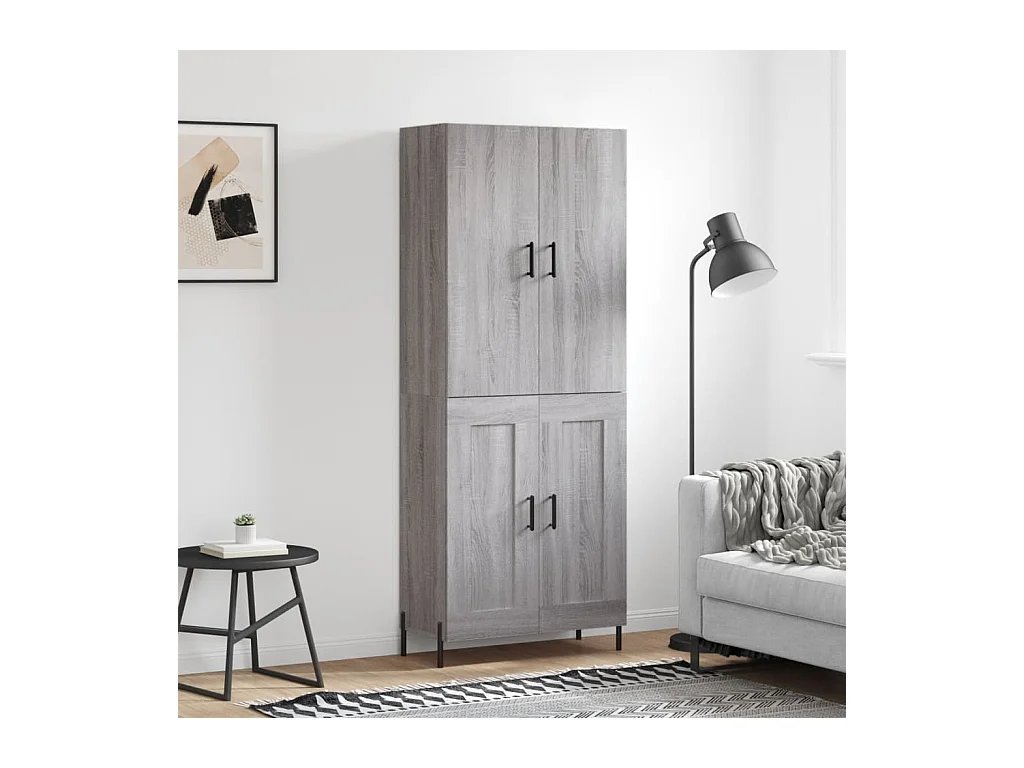 Aparador alto madera contrachapada gris sonoma 69,5x34x180 cm ES473034