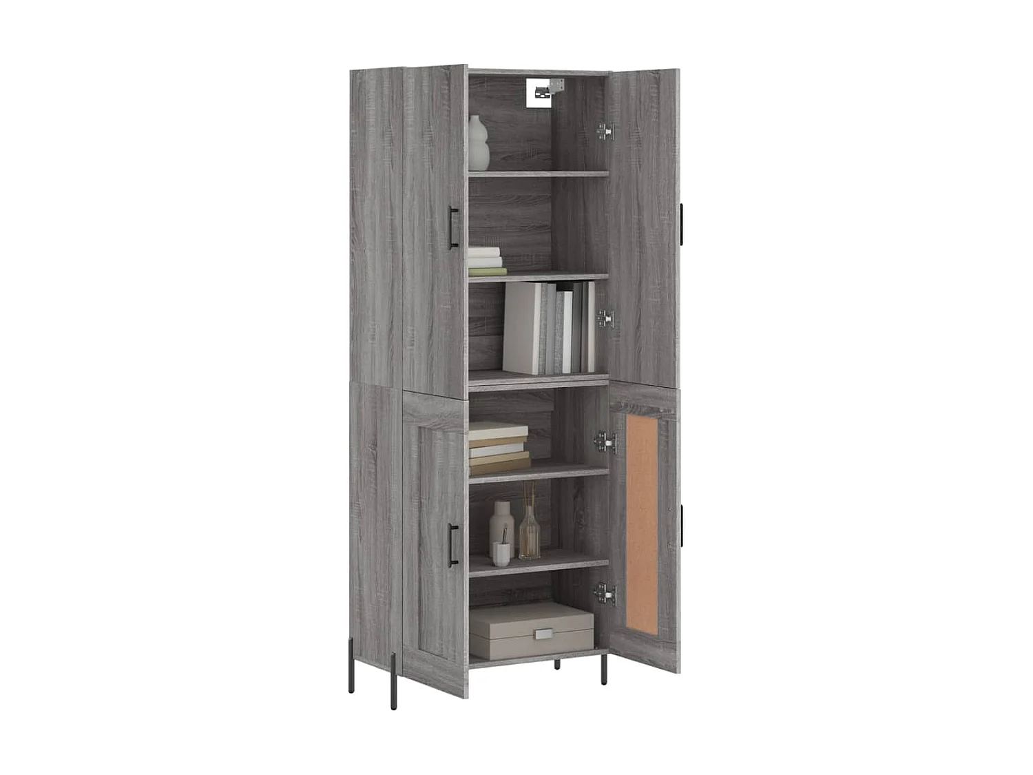 Buffet haut Sonoma gris 69,5x34x180 cm Bois d'ingénierie QWE57289