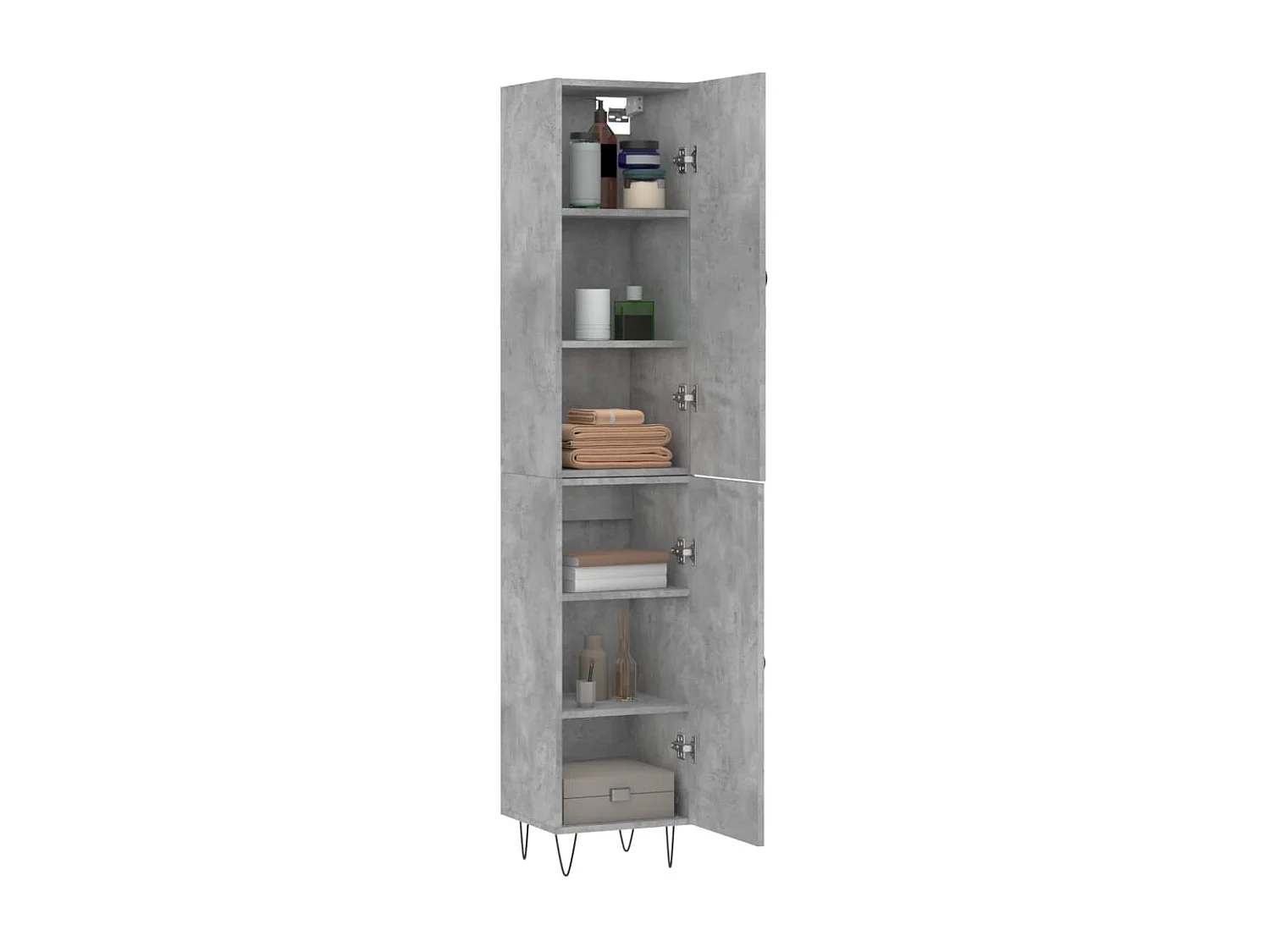 Highboard,Kommode Betongrau 34,5x34x180 cm Holzwerkstoff -gkd492971