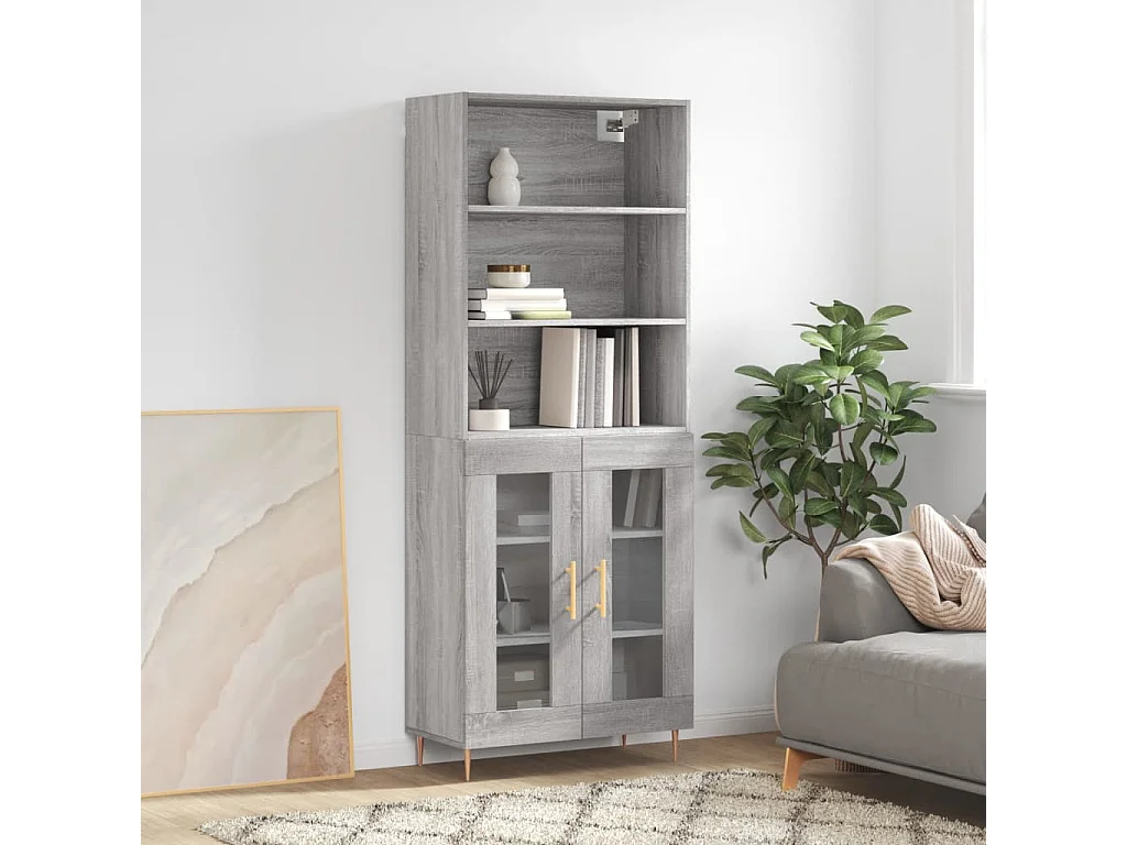 Buffet haut Sonoma gris 69,5x34x180 cm Bois d'ingénierie QWE15379