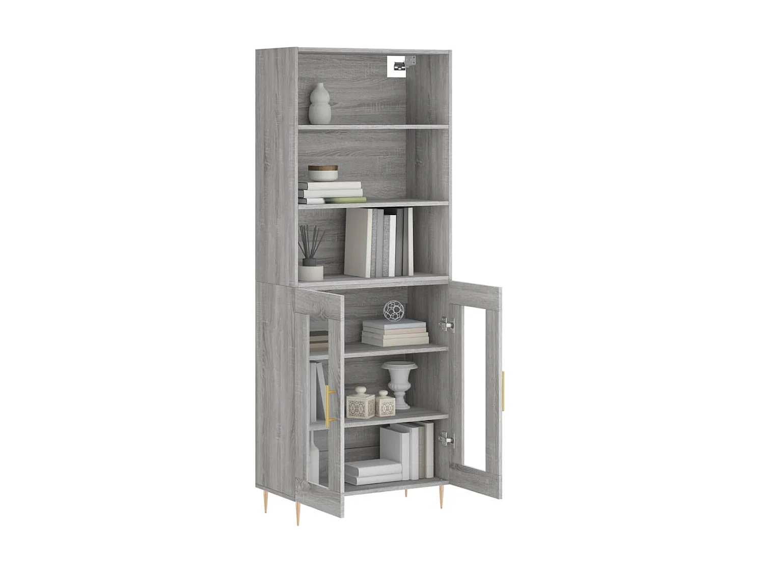 Buffet haut Sonoma gris 69,5x34x180 cm Bois d'ingénierie QWE15379