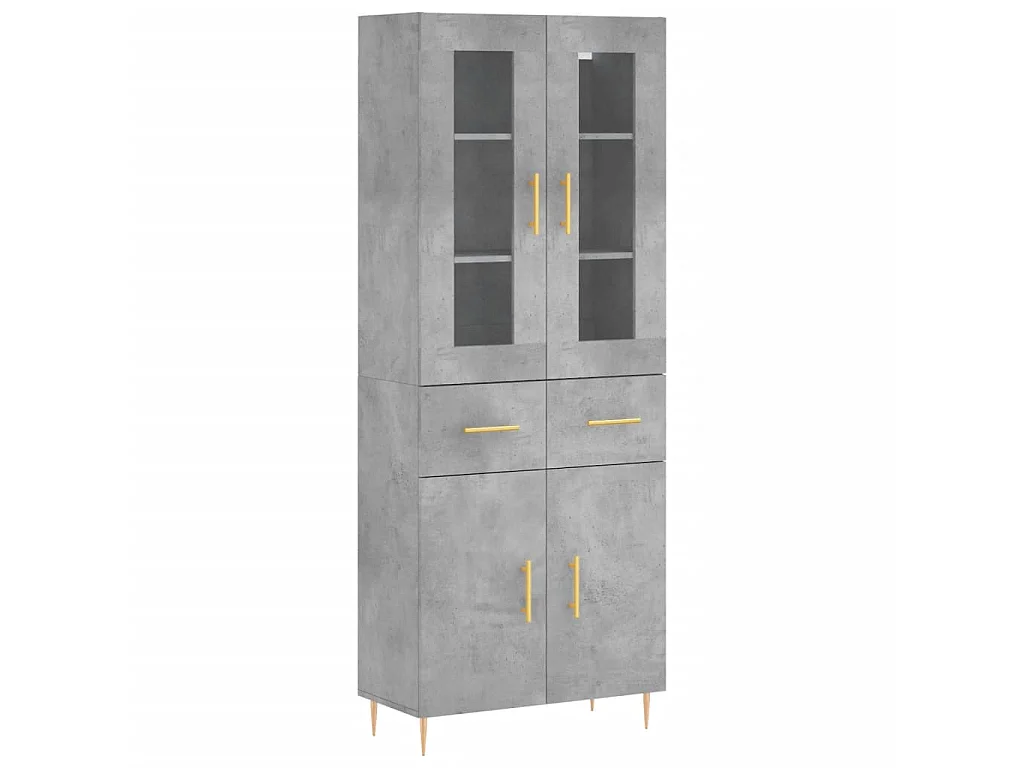 Aparador alto madera contrachapada gris hormigón 69,5x34x180 cm ES76409