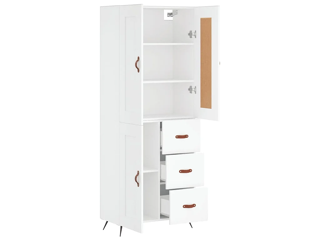 Aparador alto madera contrachapada blanco 69,5x34x180 cm ES50791