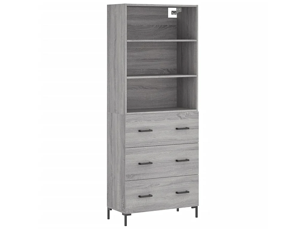 Buffet haut Sonoma gris 69,5x34x180 cm Bois d'ingénierie QWE42813