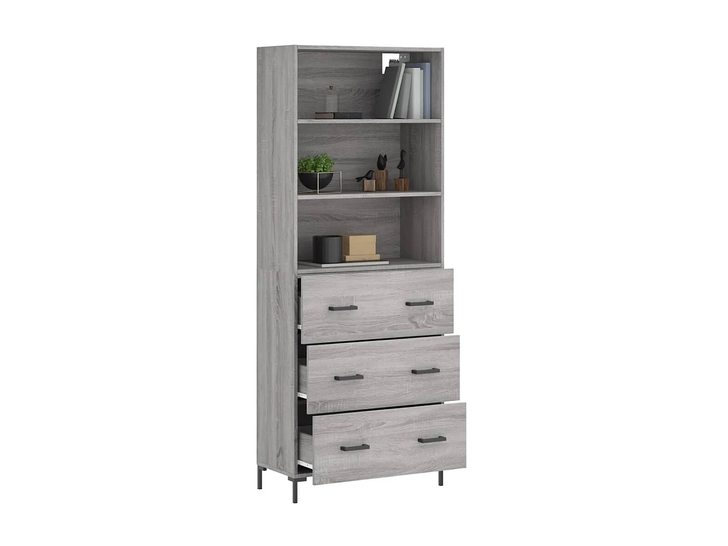 Buffet haut Sonoma gris 69,5x34x180 cm Bois d'ingénierie QWE42813