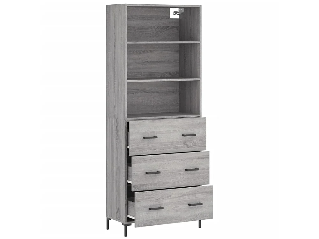Buffet haut Sonoma gris 69,5x34x180 cm Bois d'ingénierie QWE42813