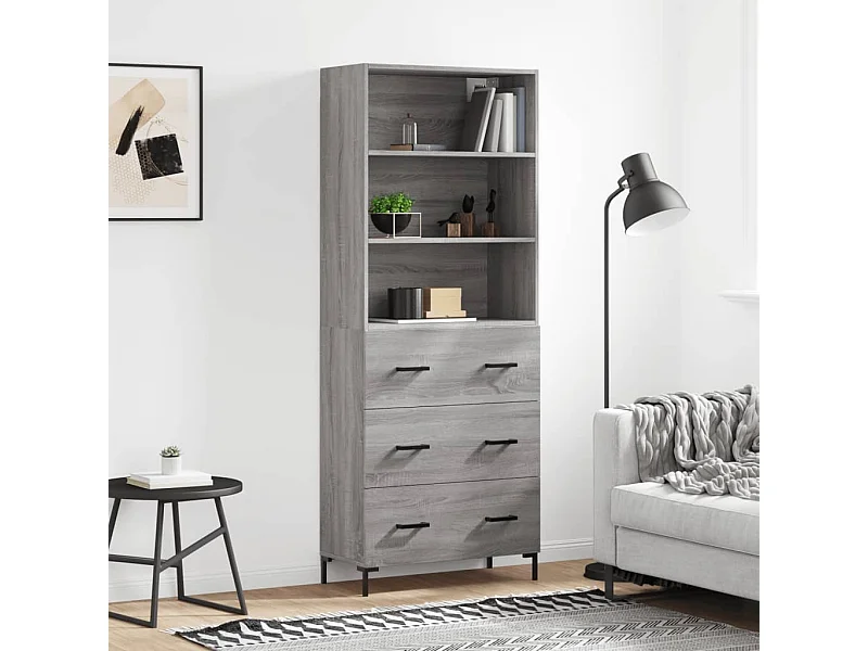 Buffet haut Sonoma gris 69,5x34x180 cm Bois d'ingénierie QWE42813