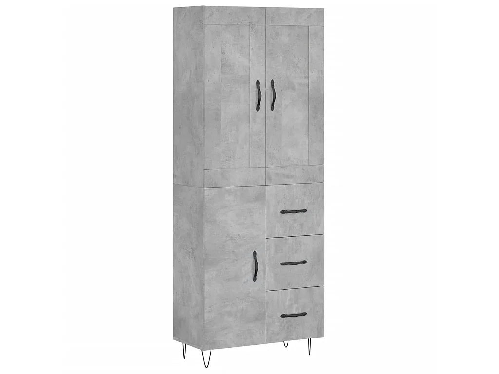 Aparador alto 69,5x34x180 cm derivados de madeira cinza cimento PT716974
