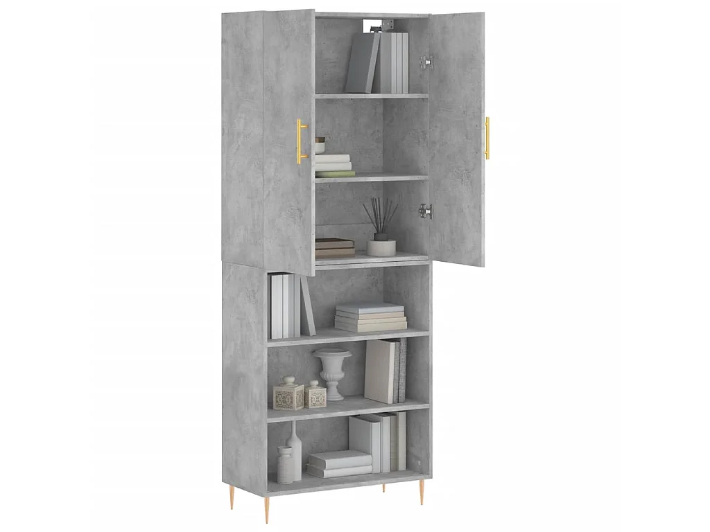 Buffet haut Gris béton 69,5x34x180 cm Bois d'ingénierie QWE72409