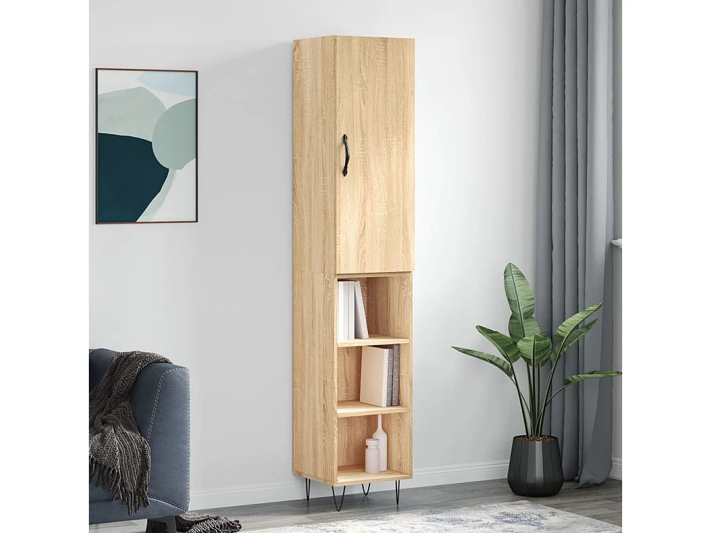 Buffet haut Chêne sonoma 34,5x34x180 cm Bois d'ingénierie QWE39944
