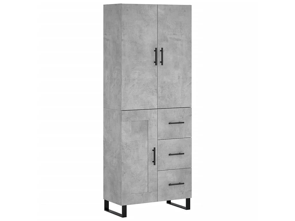 Buffet haut Gris béton 69,5x34x180 cm Bois d'ingénierie QWE87242