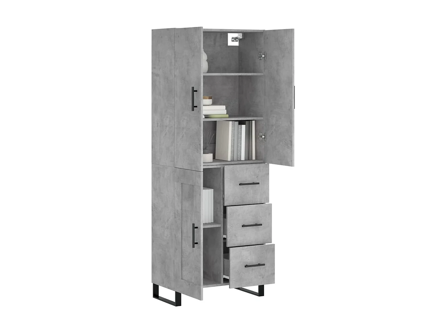 Buffet haut Gris béton 69,5x34x180 cm Bois d'ingénierie QWE87242