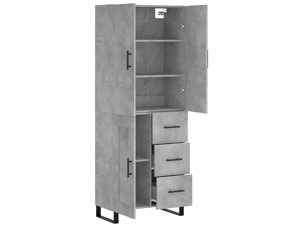 Buffet haut Gris béton 69,5x34x180 cm Bois d'ingénierie QWE87242