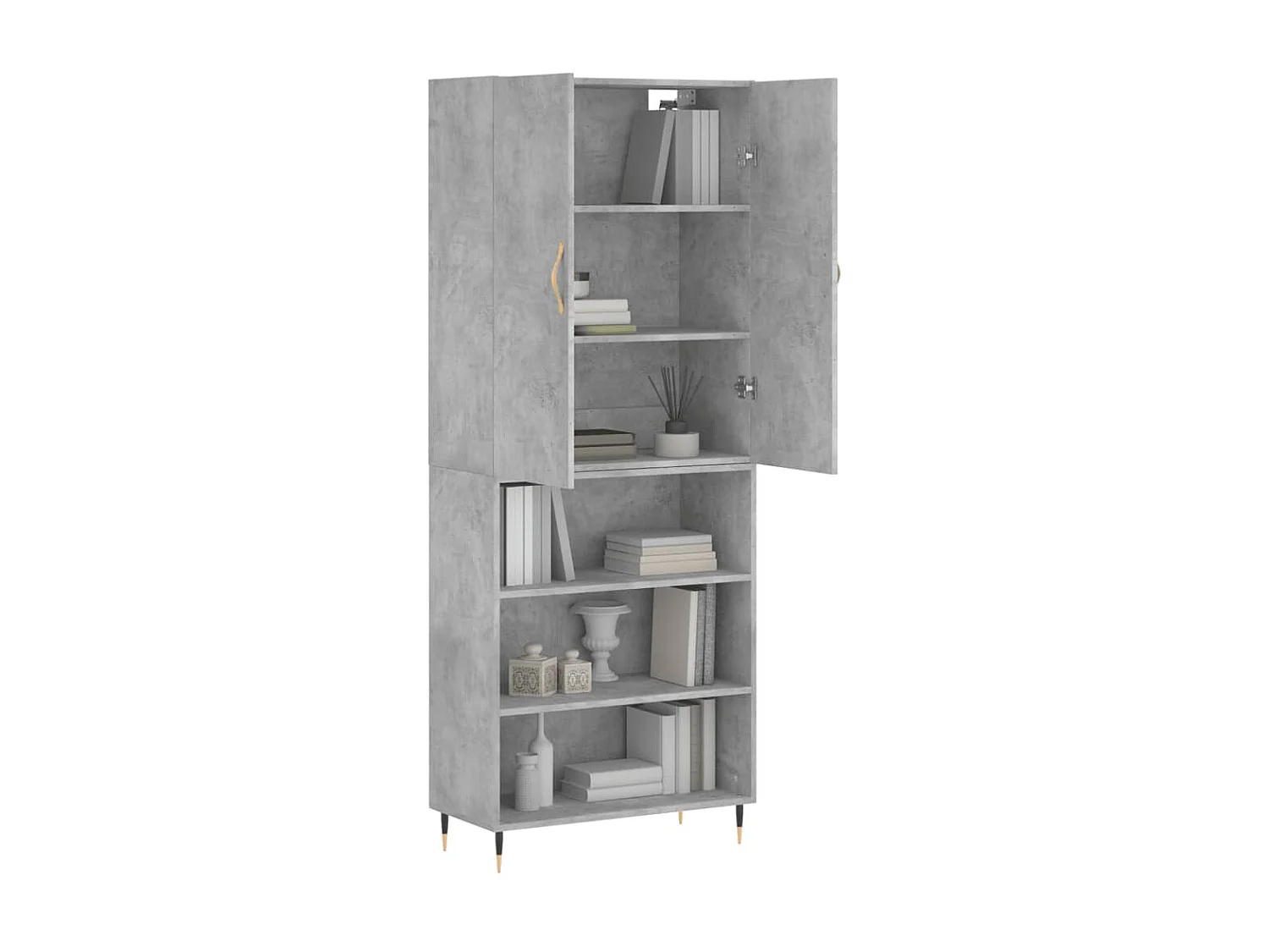 Highboard,Kommode Betongrau 69,5x34x180 cm Holzwerkstoff -gkd24574