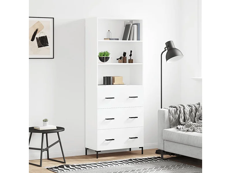 Aparador alto 69,5x34x180 cm derivados de madeira branco PT941151