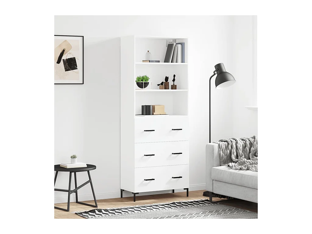 Buffet haut Blanc 69,5x34x180 cm Bois d'ingénierie QWE57980