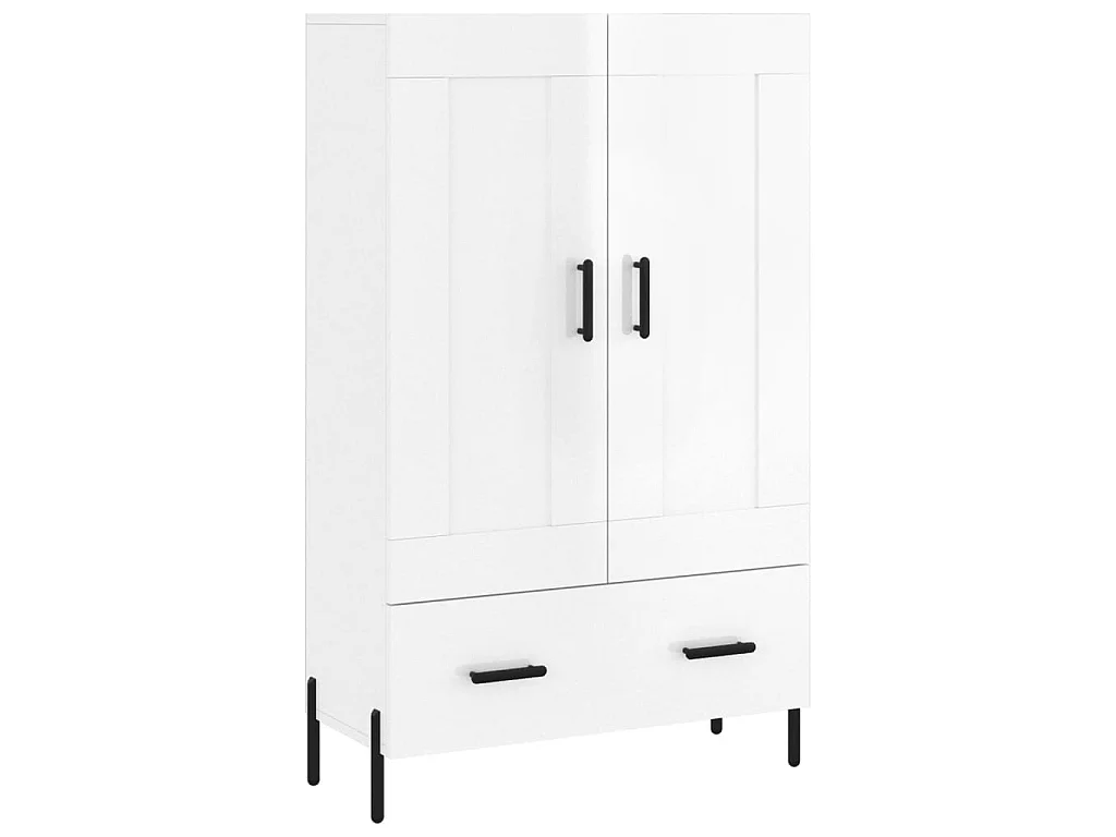 Buffet haut blanc brillant 69,5x31x115 cm bois d'ingénierie QWE48254