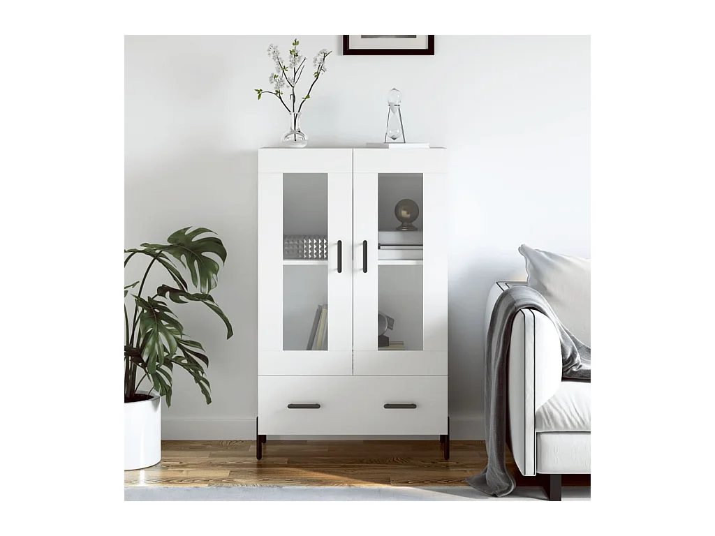 Buffet haut blanc 69,5x31x115 cm bois d'ingénierie QWE24874