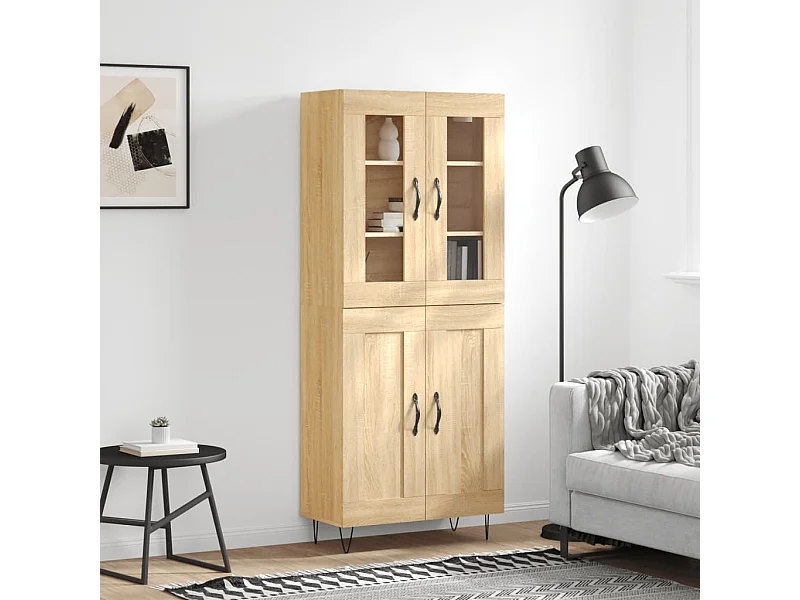 Aparador alto madera contrachapada color roble 69,5x34x180 cm ES64651