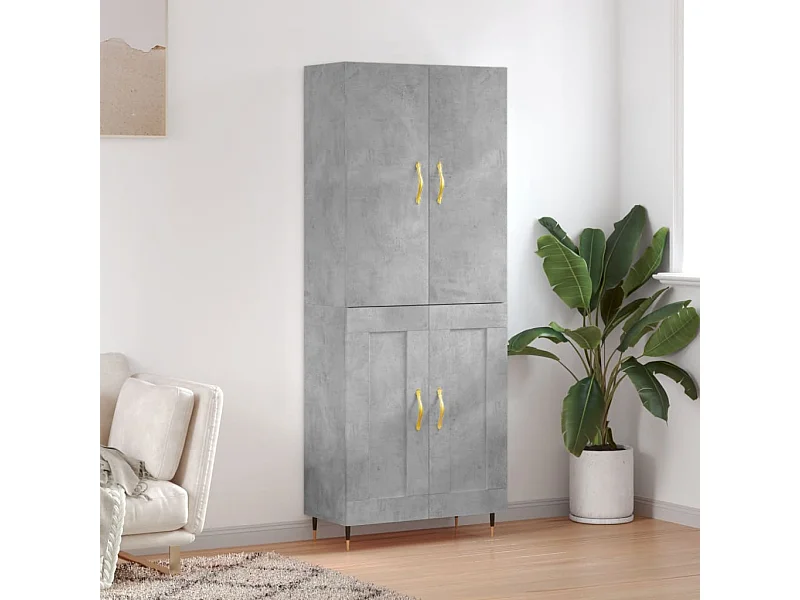 Highboard,Kommode Betongrau 69,5x34x180 cm Holzwerkstoff -gkd861777