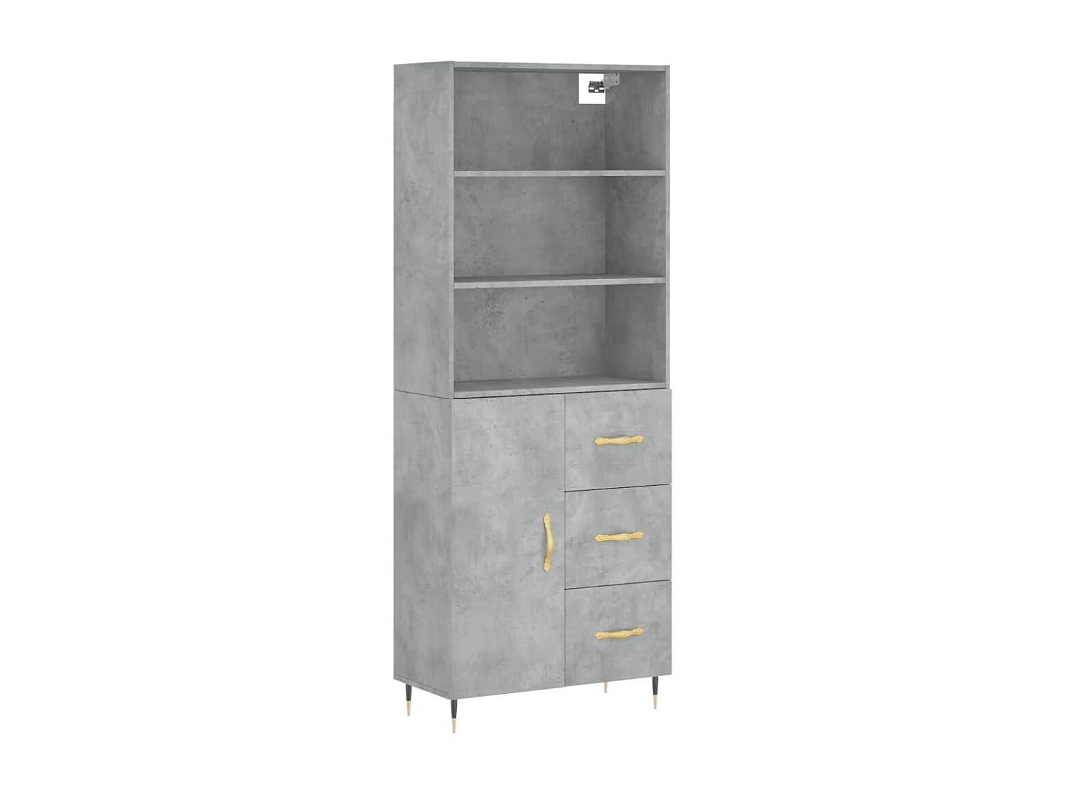 Buffet haut Gris béton 69,5x34x180 cm Bois d'ingénierie QWE25953