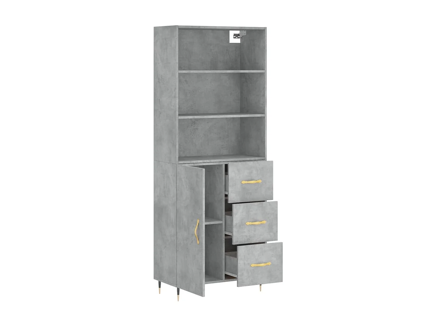 Buffet haut Gris béton 69,5x34x180 cm Bois d'ingénierie QWE25953