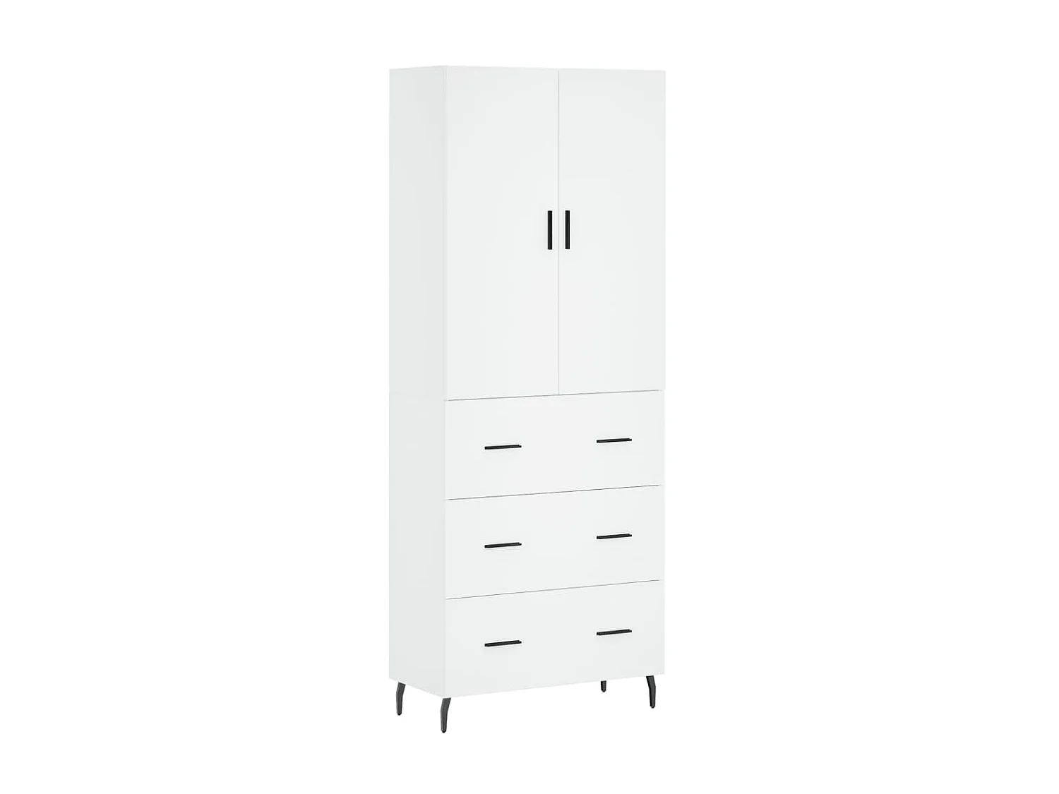 Hoge kast 69,5x34x180 cm bewerkt hout wit NL848564