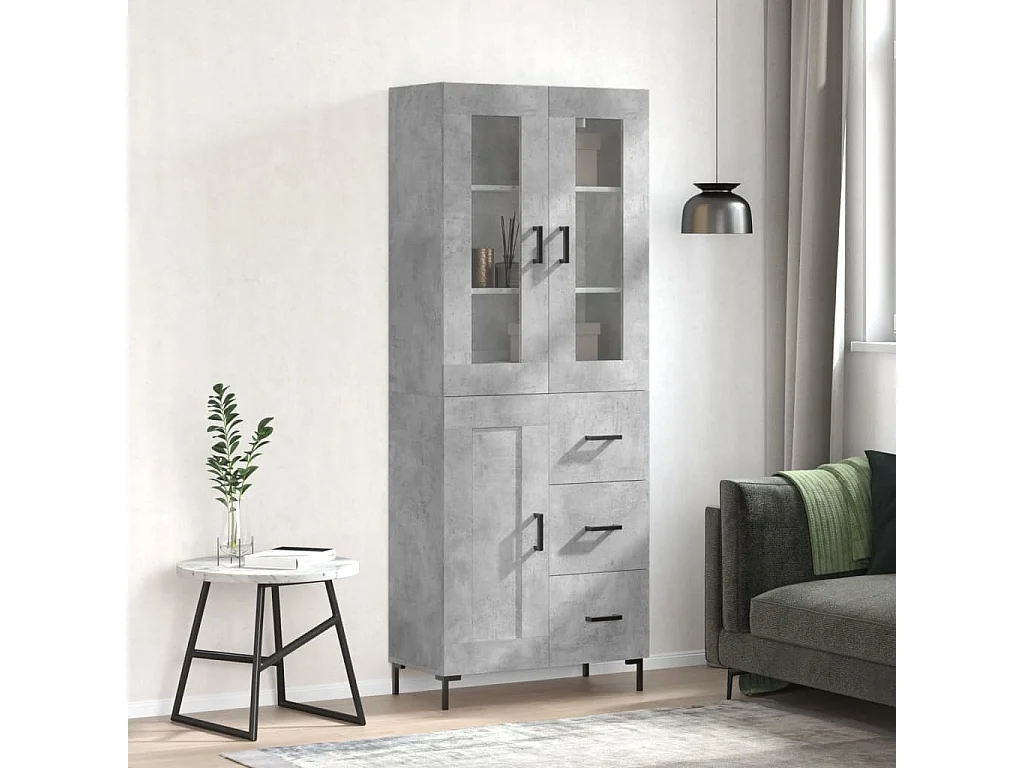 Highboard,Kommode Betongrau 69,5x34x180 cm Holzwerkstoff -gkd729177