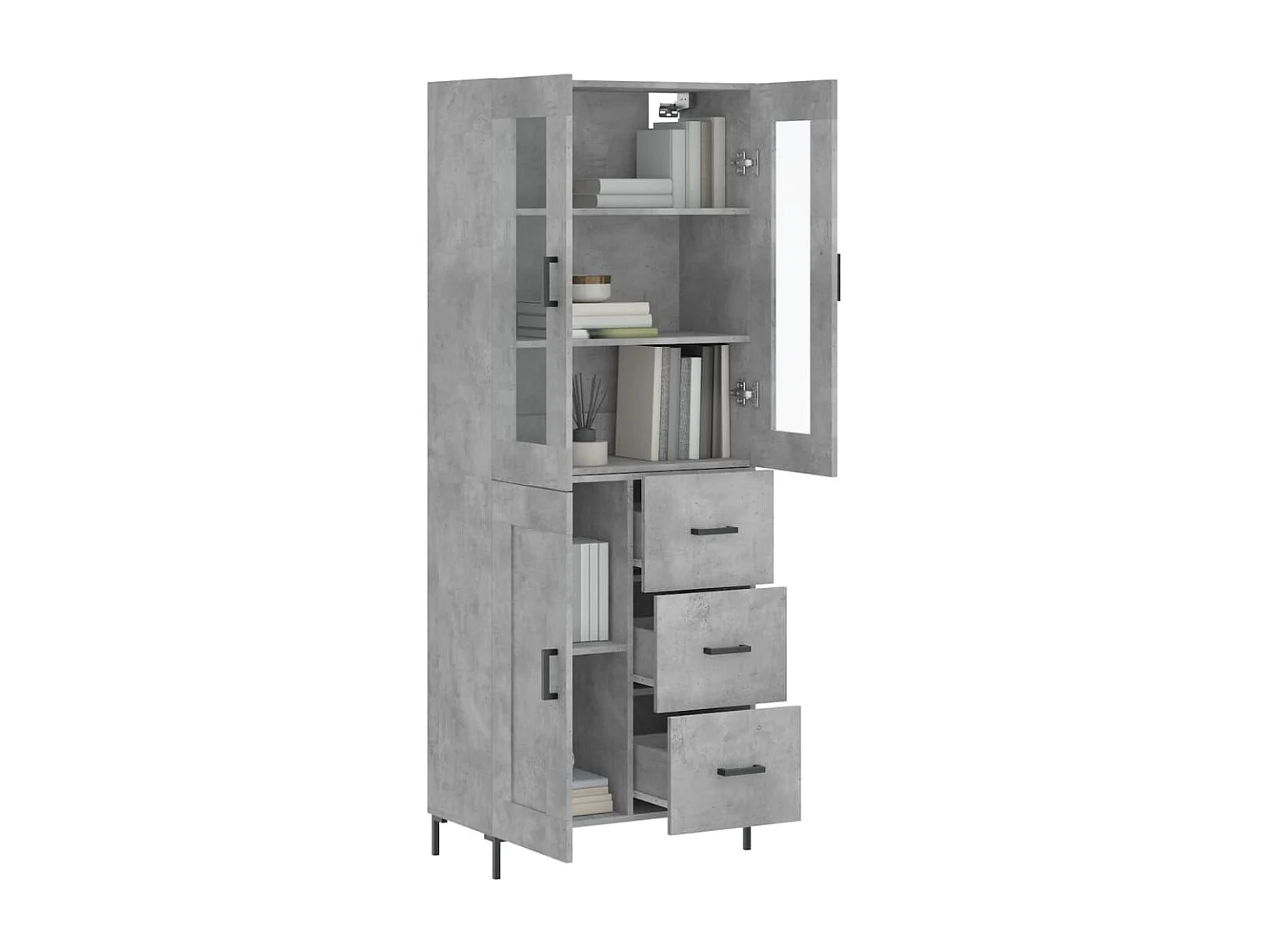 Highboard,Kommode Betongrau 69,5x34x180 cm Holzwerkstoff -gkd729177