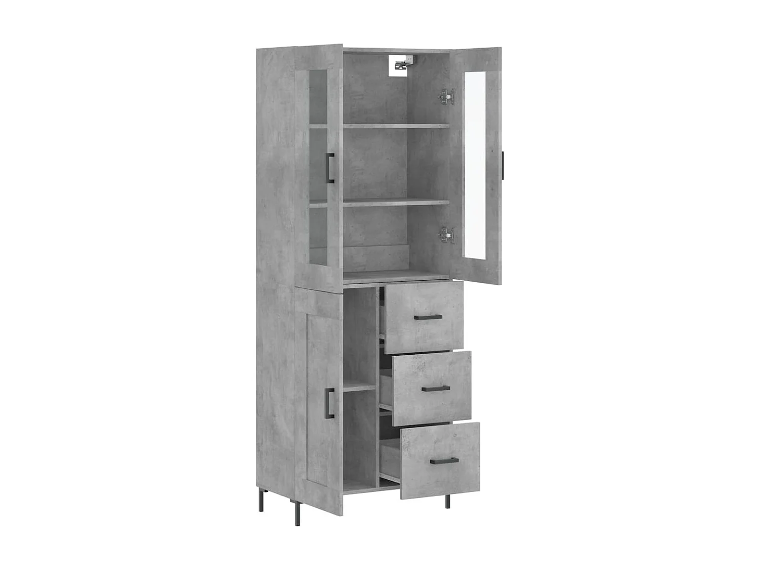 Highboard,Kommode Betongrau 69,5x34x180 cm Holzwerkstoff -gkd729177