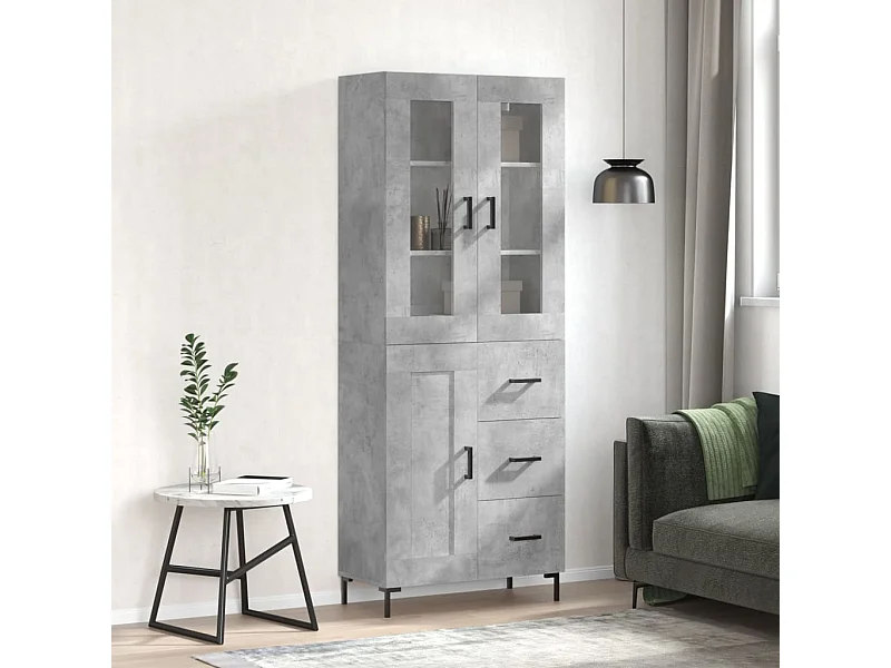 Highboard,Kommode Betongrau 69,5x34x180 cm Holzwerkstoff -gkd729177