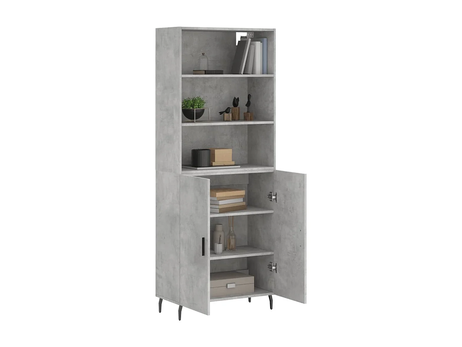 Buffet haut Gris béton 69,5x34x180 cm Bois d'ingénierie QWE99536