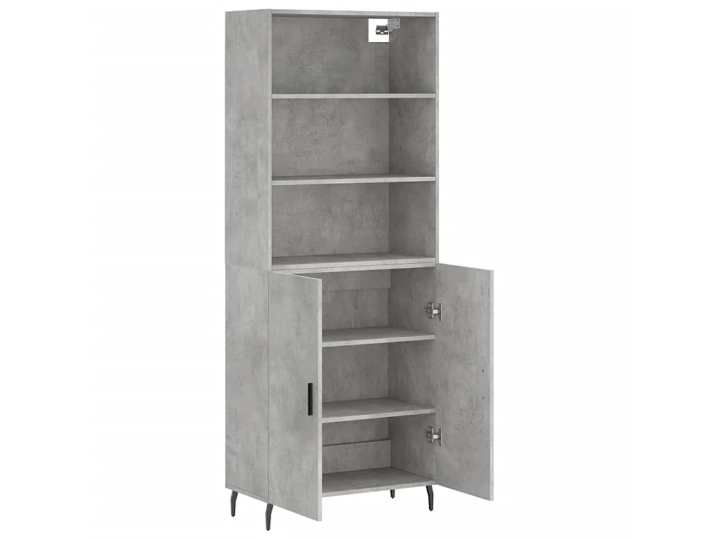 Buffet haut Gris béton 69,5x34x180 cm Bois d'ingénierie QWE99536