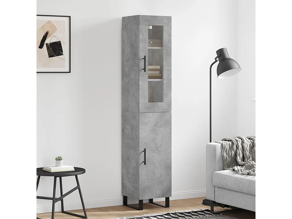 Highboard,Kommode Betongrau 34,5x34x180 cm Holzwerkstoff -gkd342906