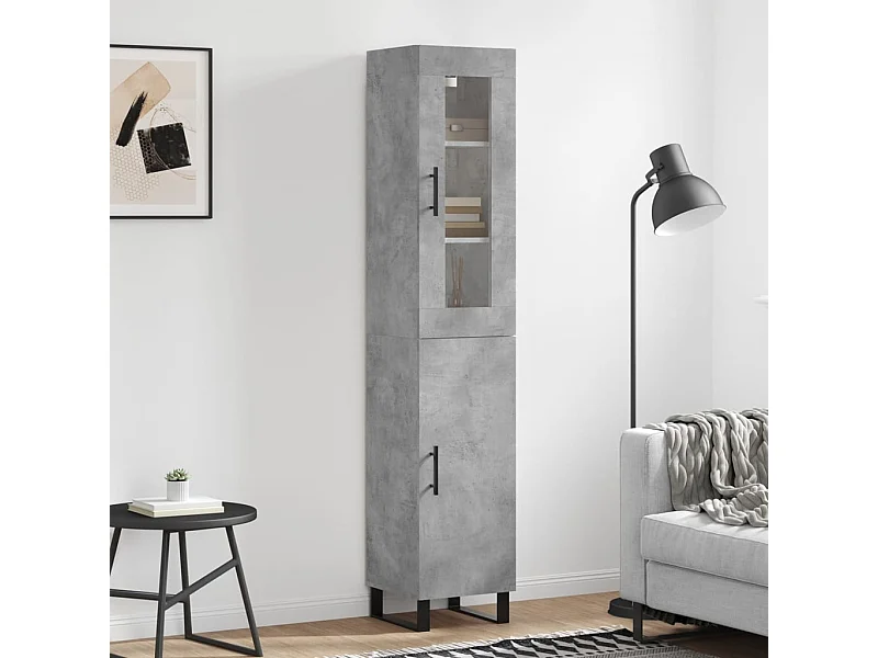 Highboard,Kommode Betongrau 34,5x34x180 cm Holzwerkstoff -gkd342906