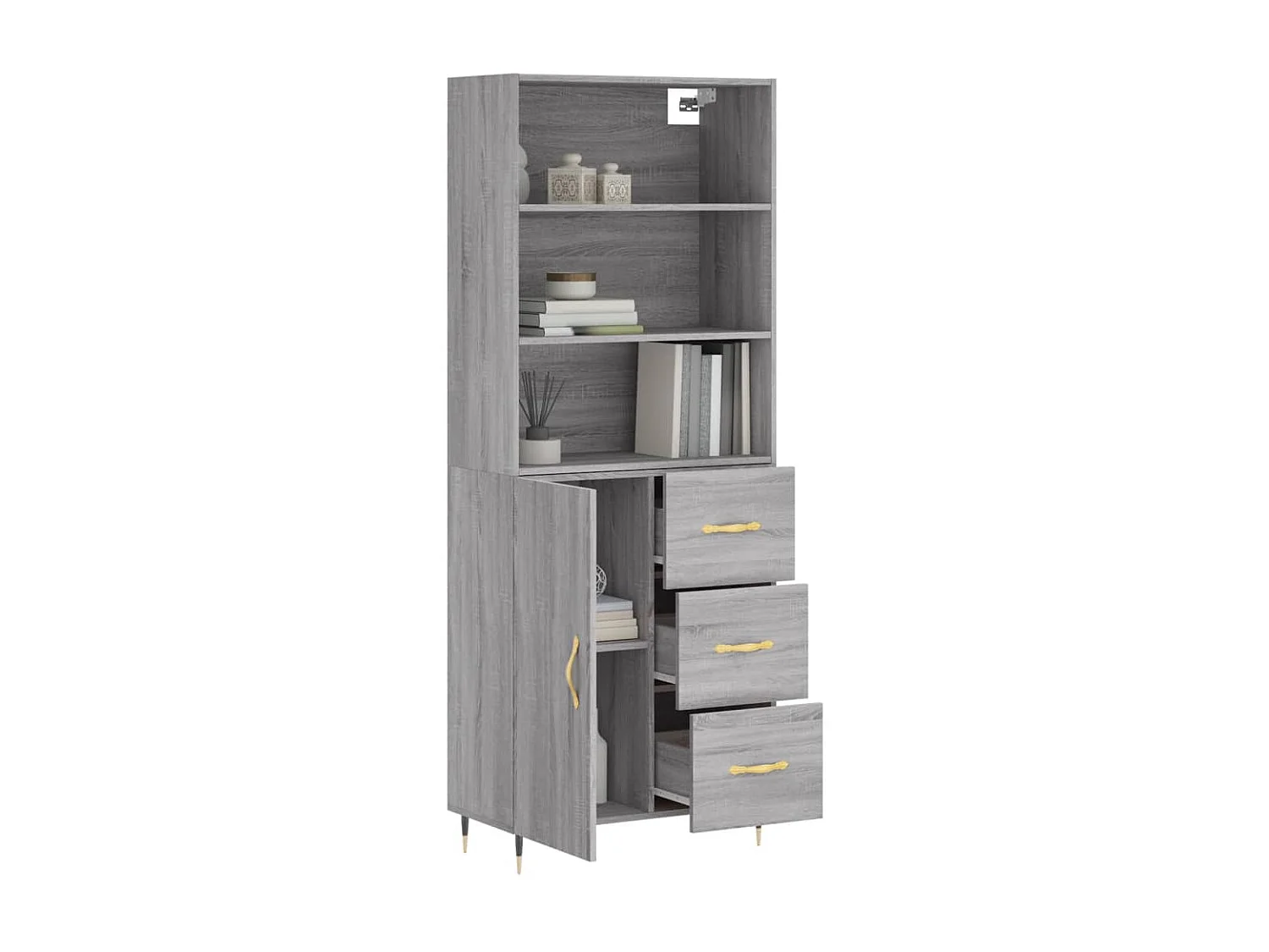 Buffet haut Sonoma gris 69,5x34x180 cm Bois d'ingénierie QWE33036