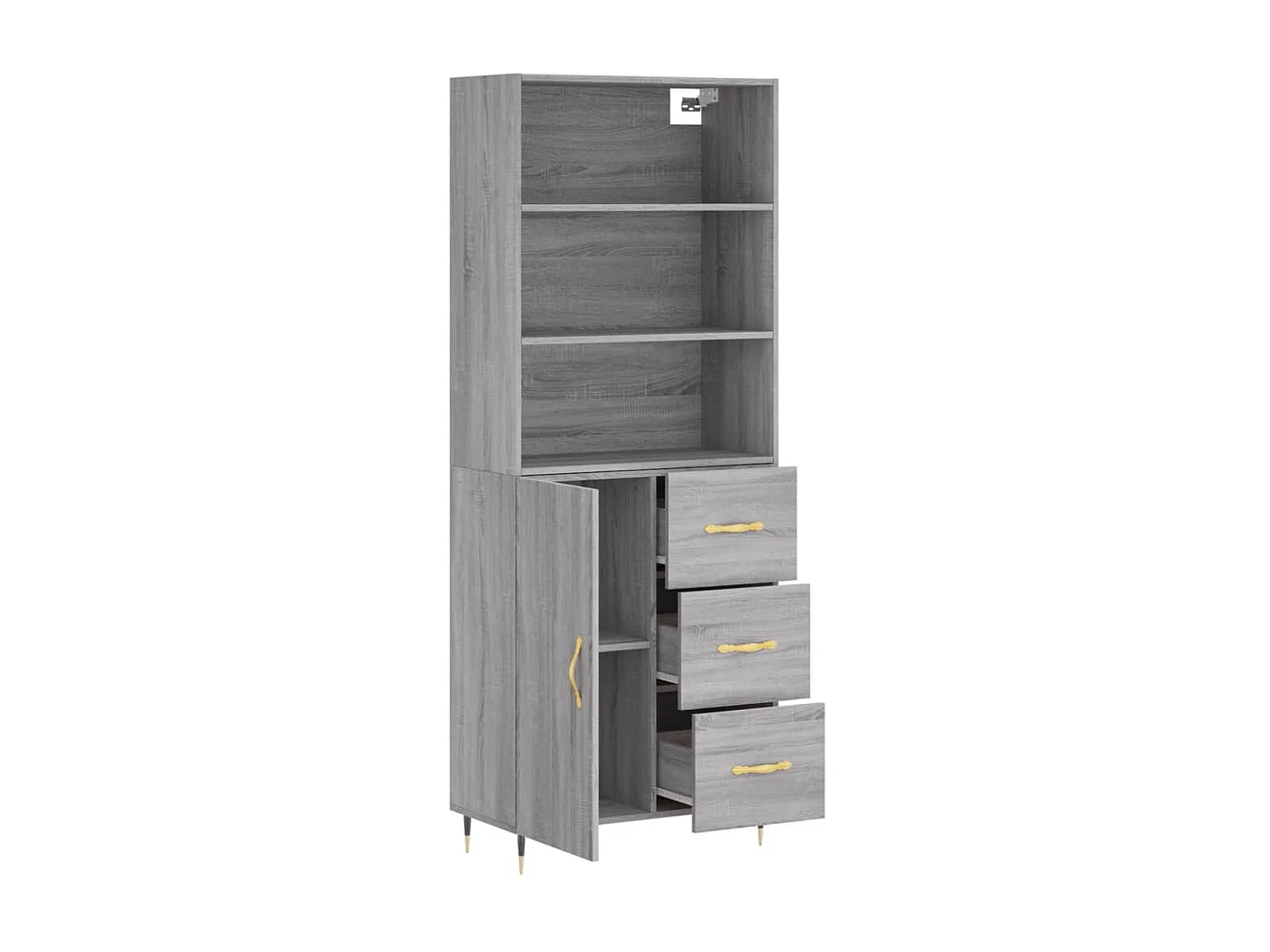 Buffet haut Sonoma gris 69,5x34x180 cm Bois d'ingénierie QWE33036