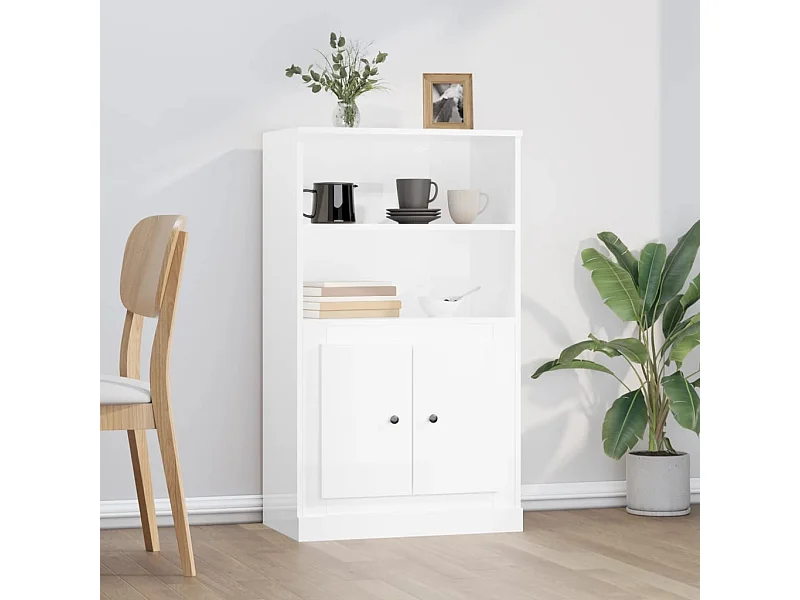 Highboard,Kommode Hochglanz-Weiß 60x35,5x103,5 cm Holzwerkstoff -gkd605044