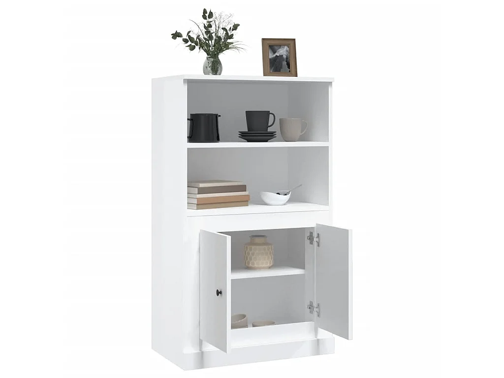 Highboard,Kommode Hochglanz-Weiß 60x35,5x103,5 cm Holzwerkstoff -gkd605044