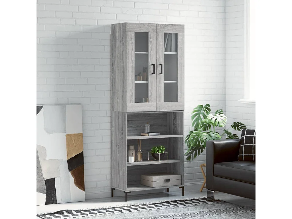 Buffet haut Sonoma gris 69,5x34x180 cm Bois d'ingénierie QWE81479