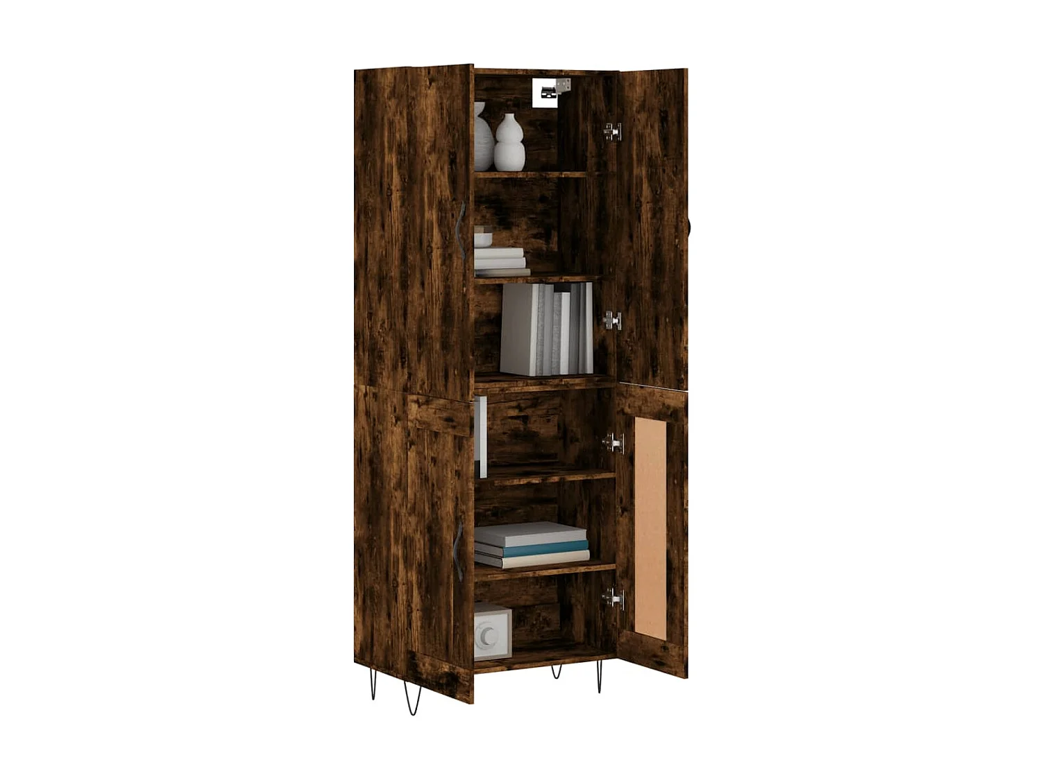 Hoge kast 69,5x34x180 cm bewerkt hout gerookt eikenkleurig NL20650